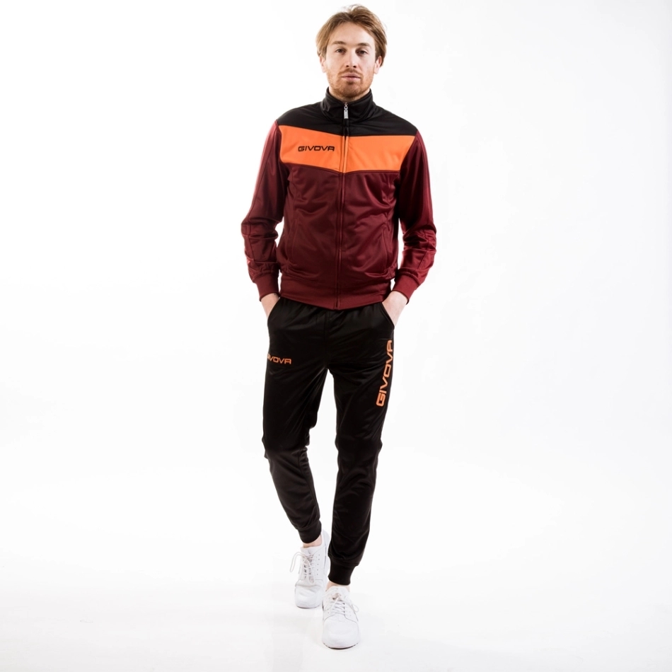 Givova Tuta Campo melegítő szett unisex bordó-narancs 0801 demo